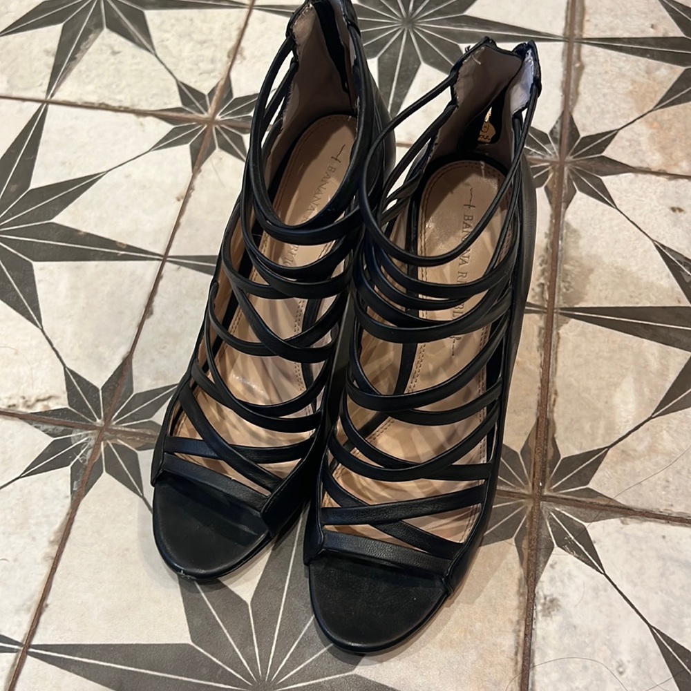 Strappy black stiletto heels size 8 from Banana Republic